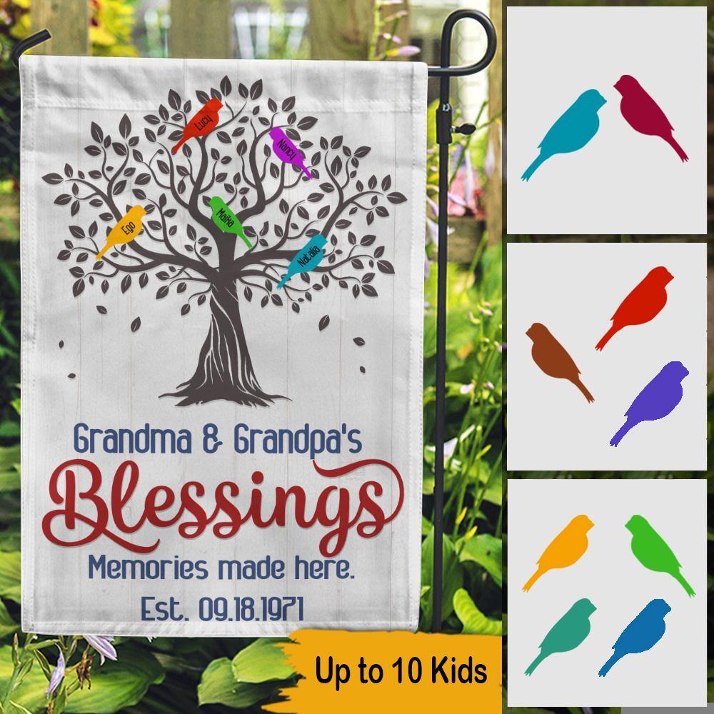 Grandparent Custom Garden Flag Grandma And Grandpa's Blessings Personalized Gift - PERSONAL84