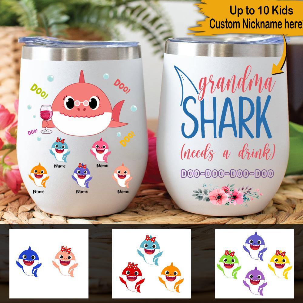 Mama Shark Needs A Drink Custom Photo Mug