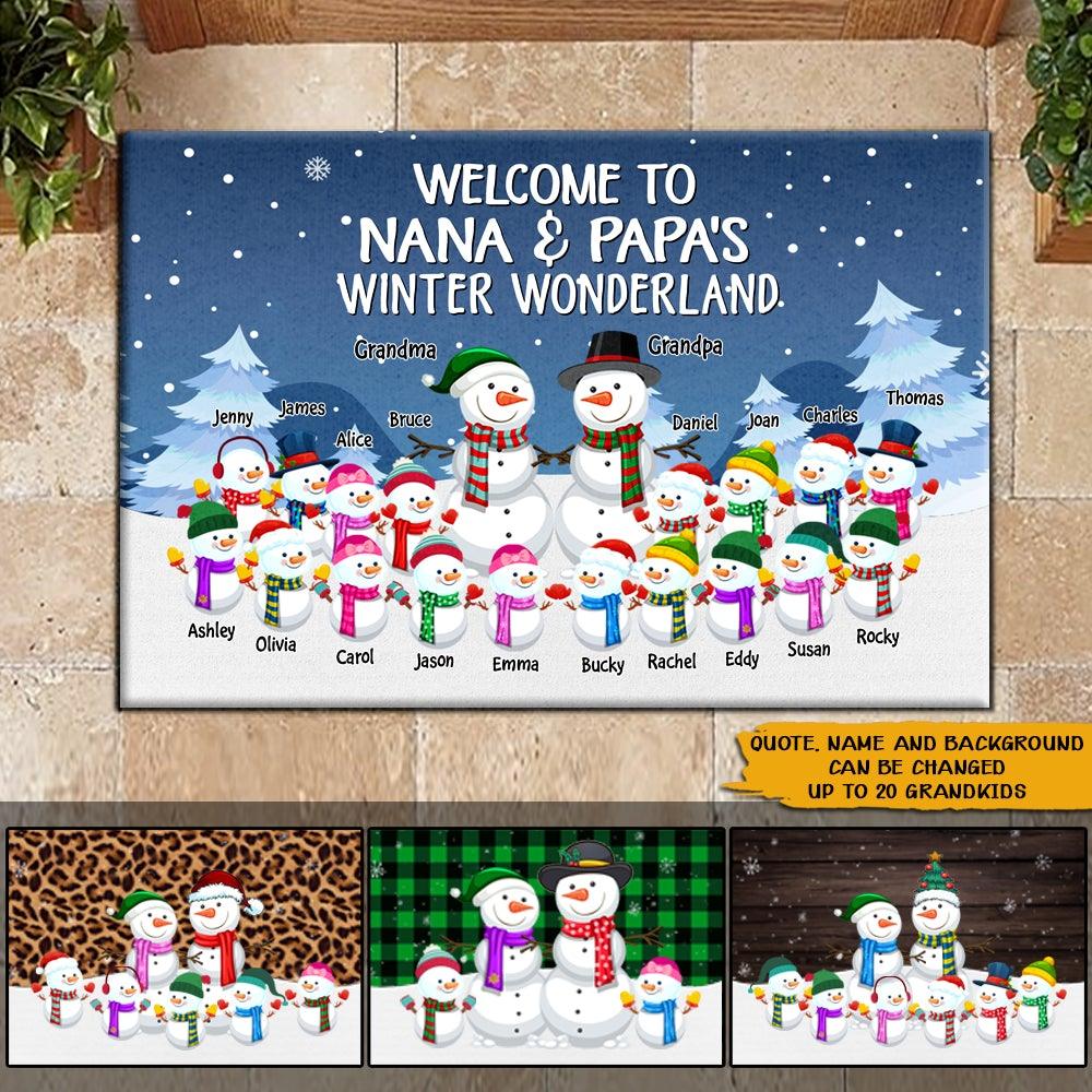 Grandparents Christmas Custom Doormat Grandma & Grandpa's Winter Wonderland Personalized Gift - PERSONAL84