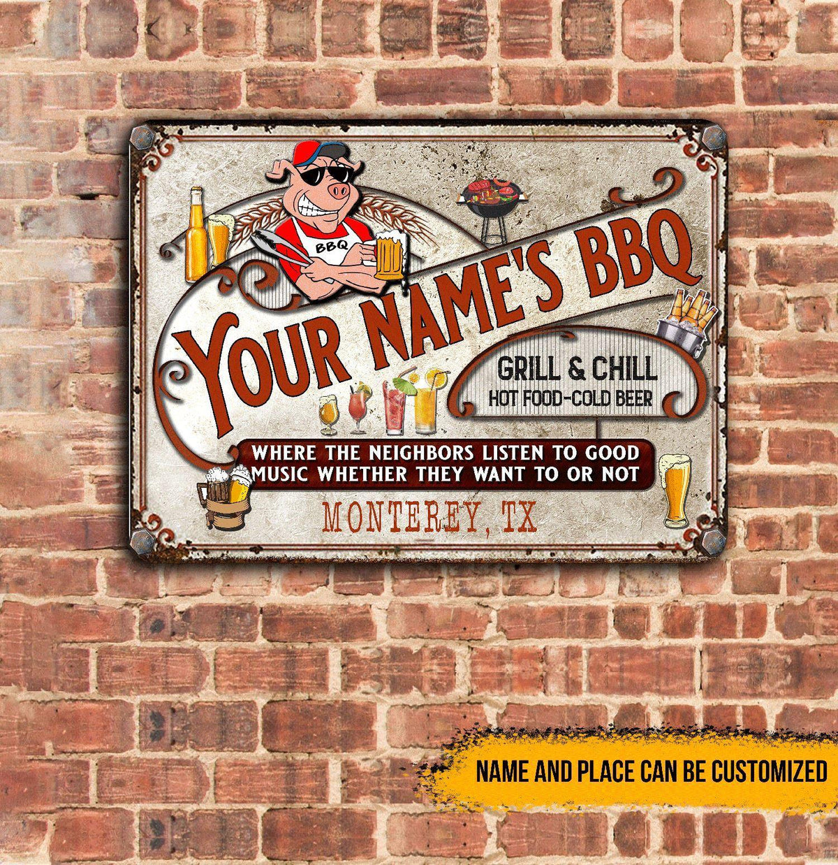 Grilling Custom Metal Sign Where The Neighbor Listen To Good Music Personalized Gift - PERSONAL84