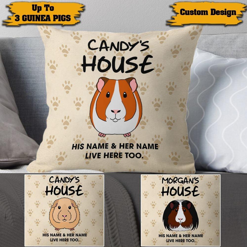 Guinea Pig Pillow Customized Funny Guinea Pig Lives Here With People Personalized Gift - PERSONAL84