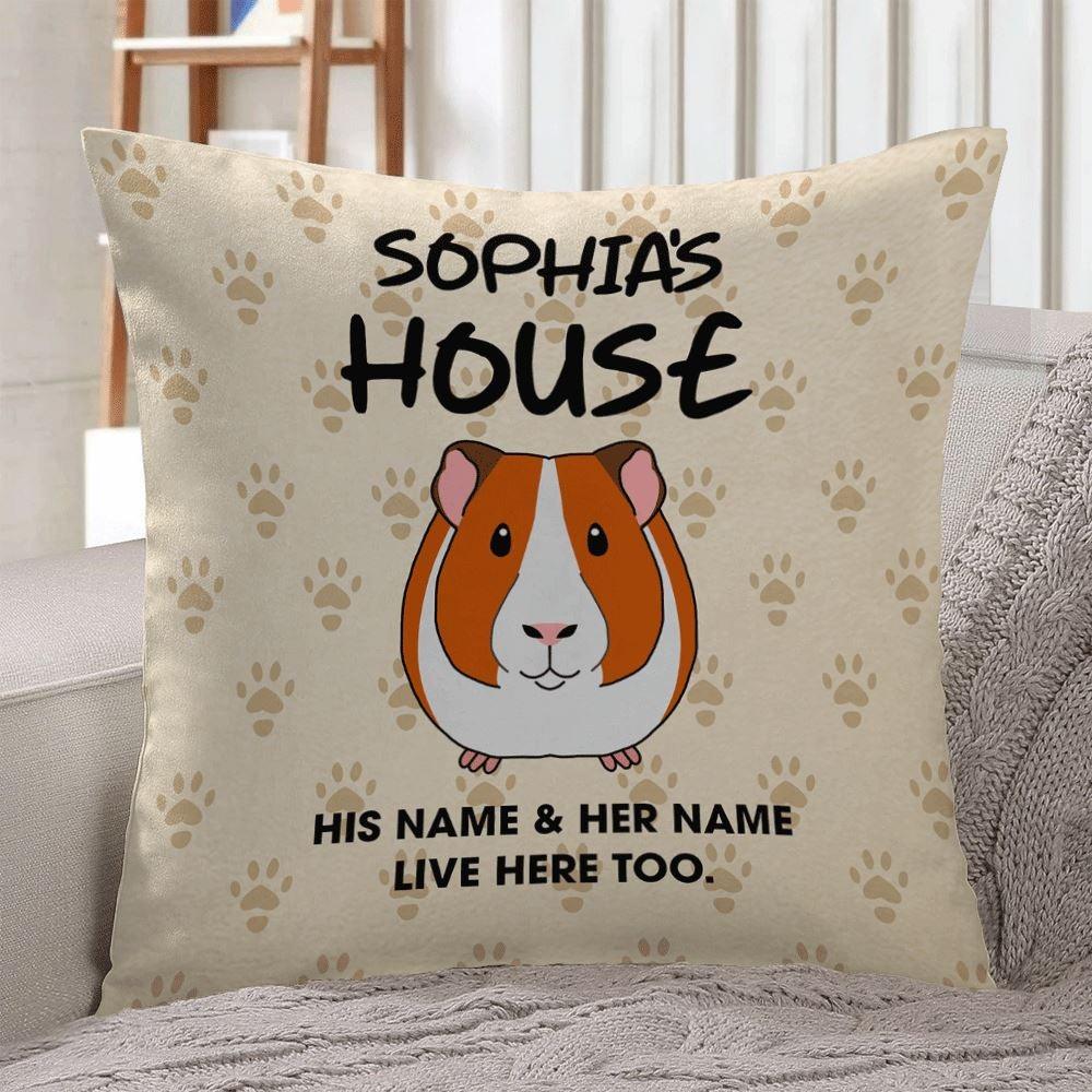 Guinea Pig Pillow Customized Funny Guinea Pig Lives Here With People Personalized Gift - PERSONAL84