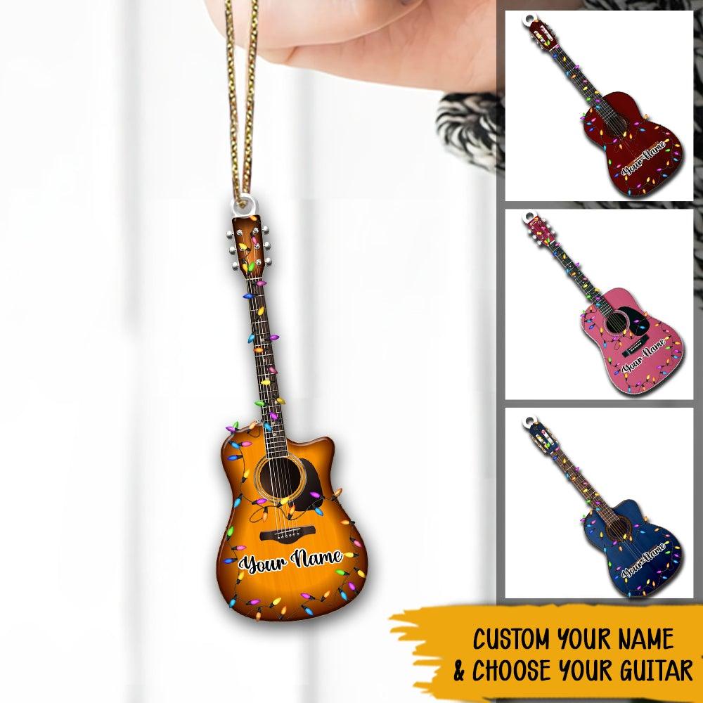 Guitar Christmas Custom Shape Wooden Ornament Classic Guitar Acoustic Guitar Personalized Gift For Guitar Lovers - PERSONAL84