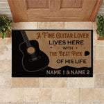 Guitar Custom Doormat A Fine Guitar Lover Lives Here With The Greatest Pick Of His Her Life Personalized Gift - PERSONAL84