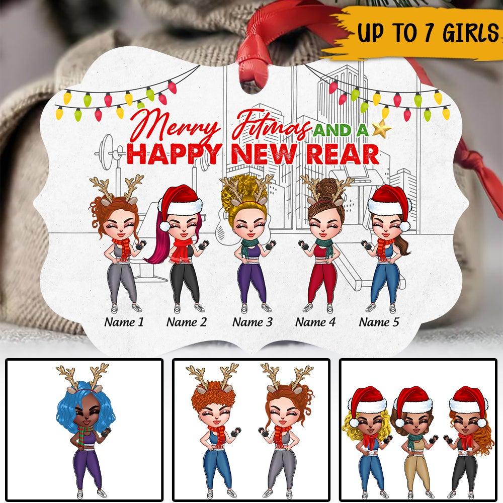 Gym Bestie Christmas Custom Ornament Merry Fitmas And Happy New Rear Personalized Best Friend Gift - PERSONAL84