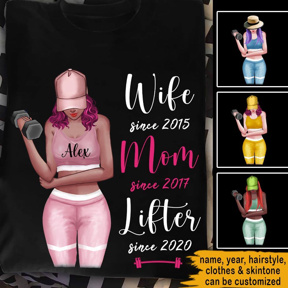 Gym Mom Custom T Shirt Wife Mom Lifter Personalized Gift - PERSONAL84