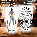 Gym Tumbler Personalized Name Gym Torn Between Wanting A Snack And Looking Like One - PERSONAL84