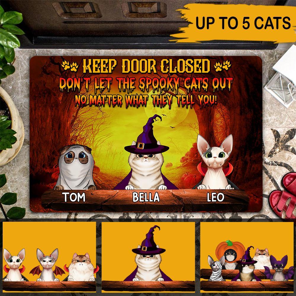 Halloween Cats Custom Doormat Don't Let The Spooky Cats Out Personalized Gift - PERSONAL84