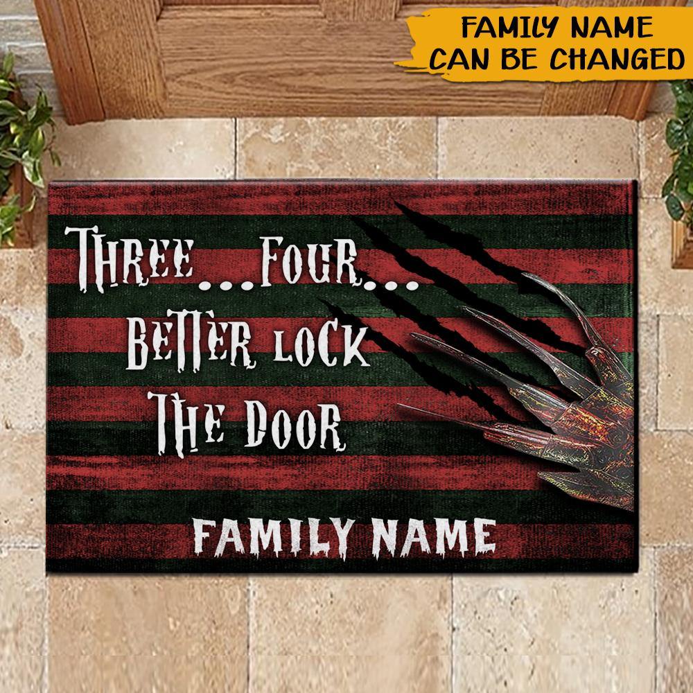 Halloween Custom Doormat Three Four Better Lock The Door Personalized Gift Horror - PERSONAL84