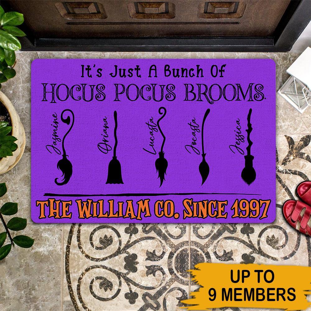 Halloween Family Custom Doormat It's Just A Bunch Of Hocus Pocus Brooms Personalized Gift - PERSONAL84