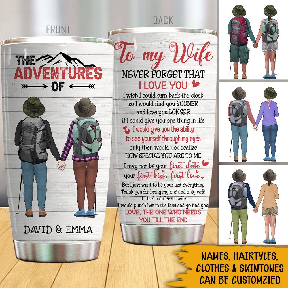 Hiking Couple Custom Tumbler The Adventures Of You & Me Personalized Gift - PERSONAL84