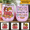 Hippie Custom Wine Tumbler Gift For Best Friends A Girl And Her Best Friend Forever Living Life In Peace - PERSONAL84