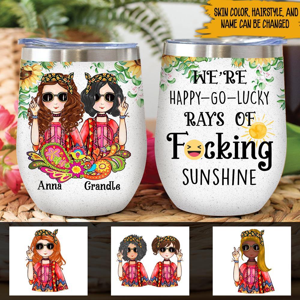 Hippie Custom Wine Tumbler I'm A Happy Go Personalized Gift For Friend - PERSONAL84