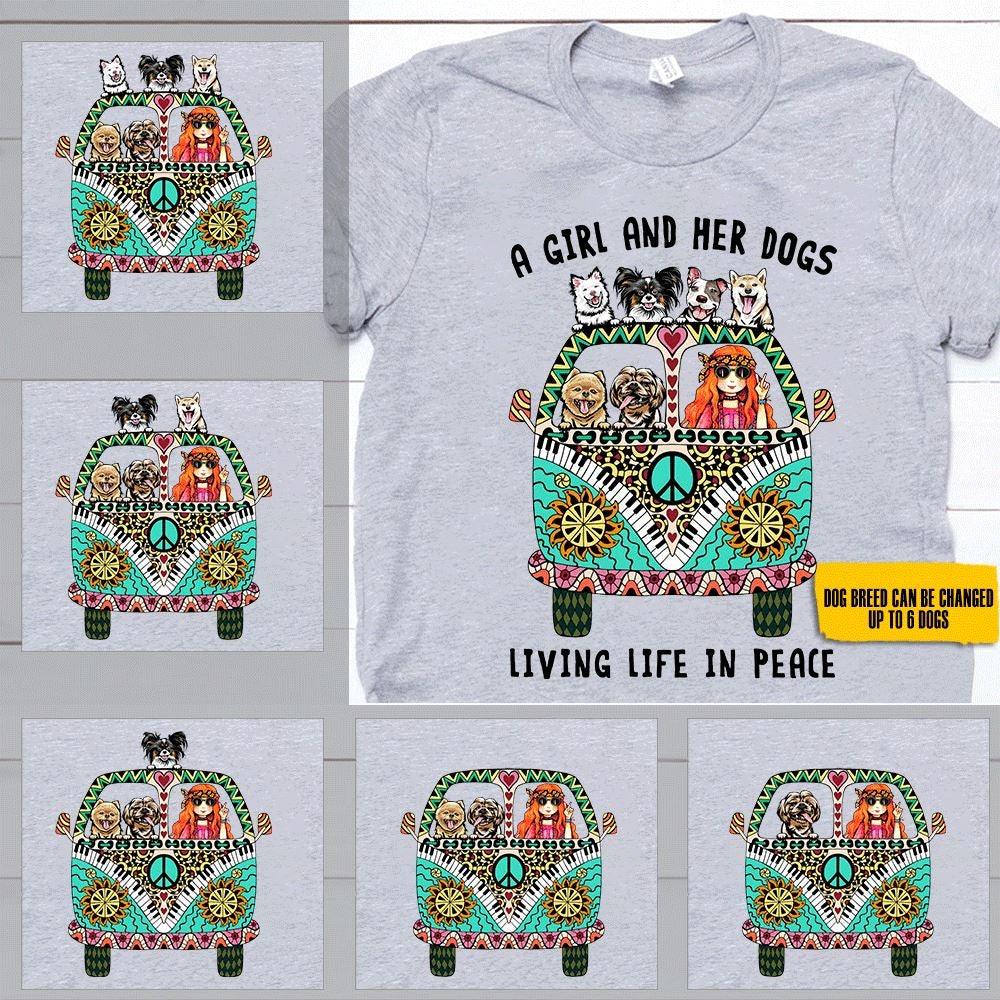 a girl and her dog living life in peace t shirt