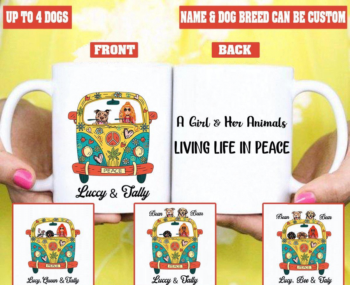 Hippie Mug Customized A Girl And Her Animals Living Life In Peace - PERSONAL84