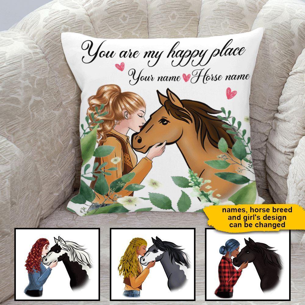 Horse Custom Pillow You Are My Happy Place Personalized Gift - PERSONAL84