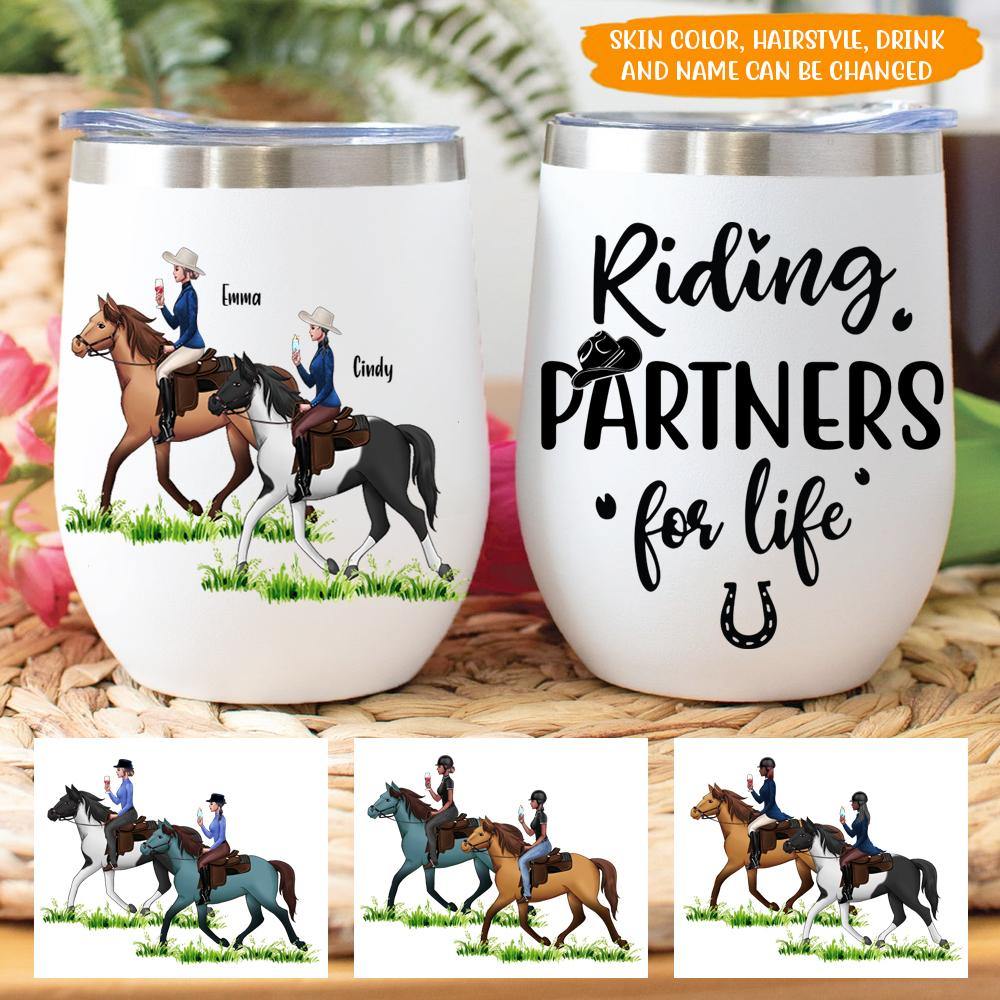 Horse Custom Wine Tumbler Riding Partners For Life Personalized Gift - PERSONAL84