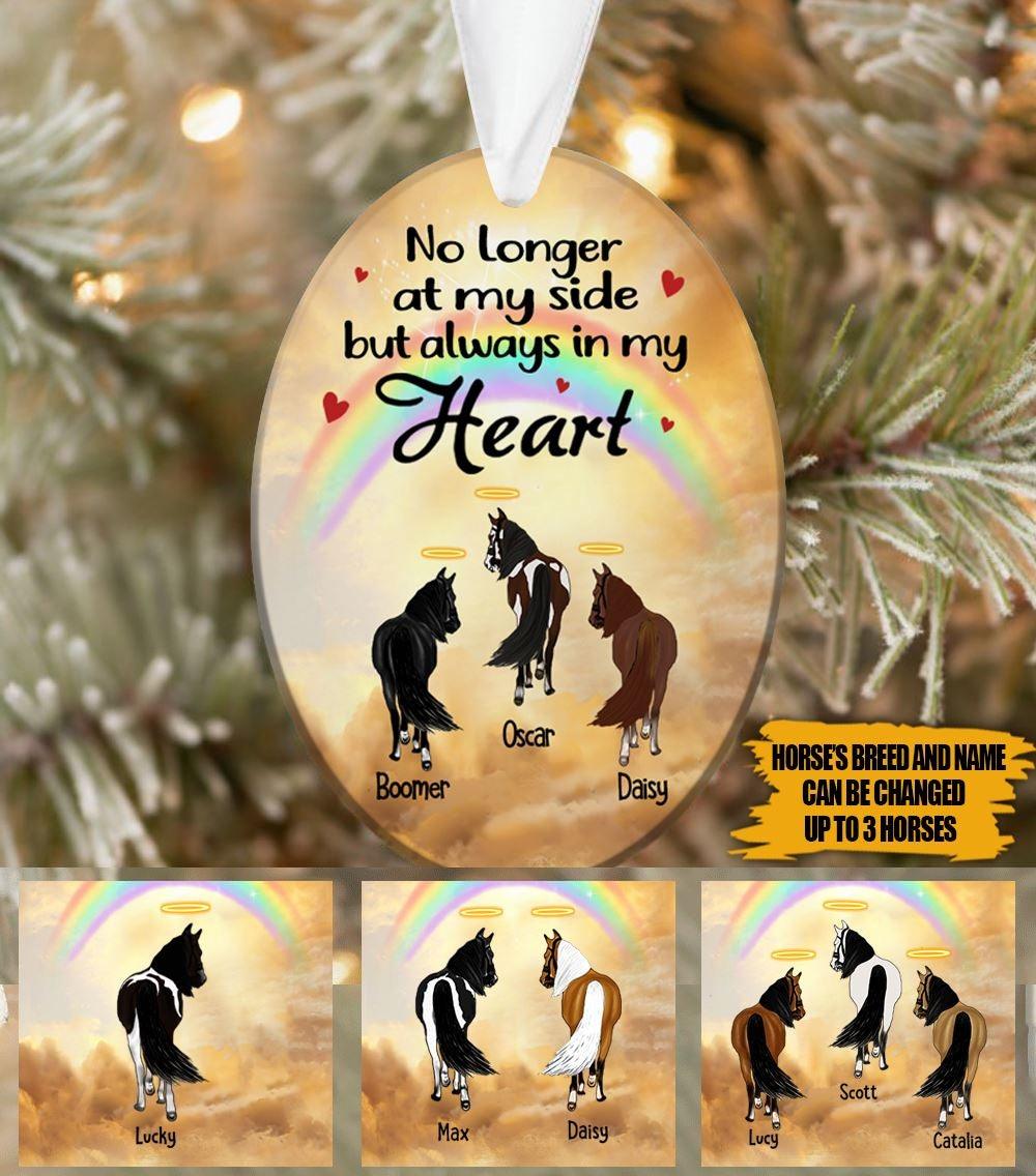 Horse Loss Oval Ornament Personalized Name and Breed Horse Loss No Longer At My Side But Always In My Heart Sympathy Gifts - PERSONAL84