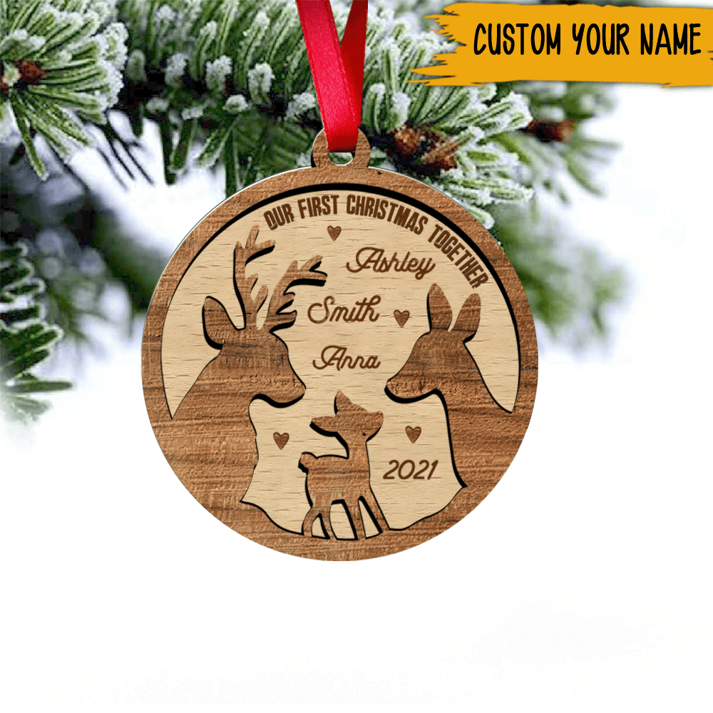 Hunting Christmas Ornament Family Deer Our First Christmas - PERSONAL84