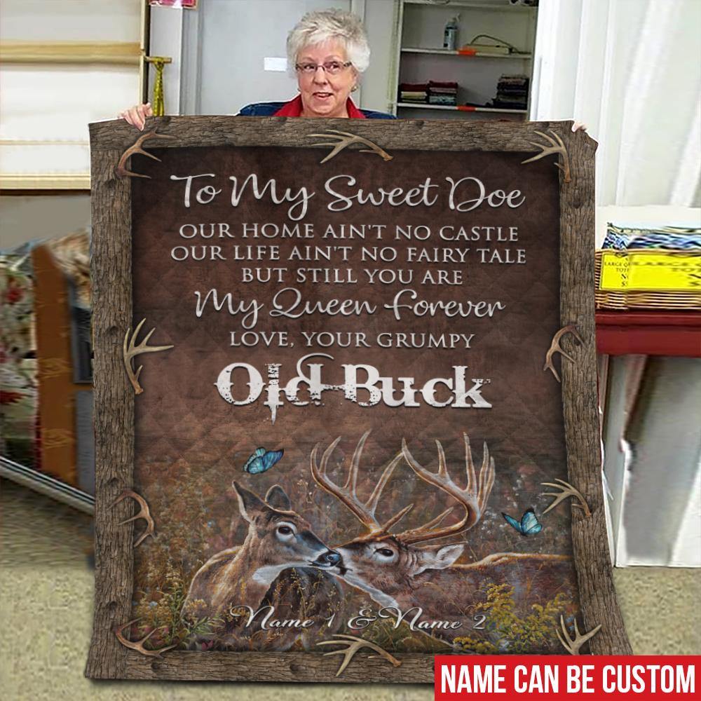 Hunting Custom Blanket Our Home Ain't No Castle Deer Couple Valentine's Day Personalized Gift - PERSONAL84