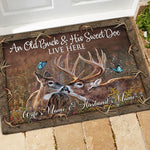 Hunting Doormat Customized Name An Old Buck And His Sweet Doe Live Here - PERSONAL84