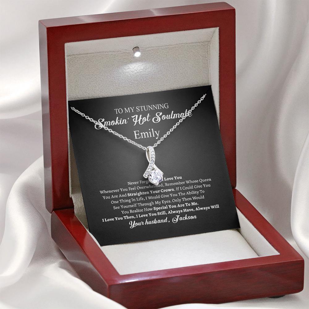 Husband To Wife Custom Alluring Beauty Necklace Remember Whose Queen You Are Personalized Gift - PERSONAL84