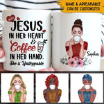 Jesus Coffee Custom Mug With Jesus In Her Heart And Coffee In Her Hand Personalized Gift