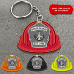 Firefighter Custom Keychain Firefighter Hat Personalized Gift