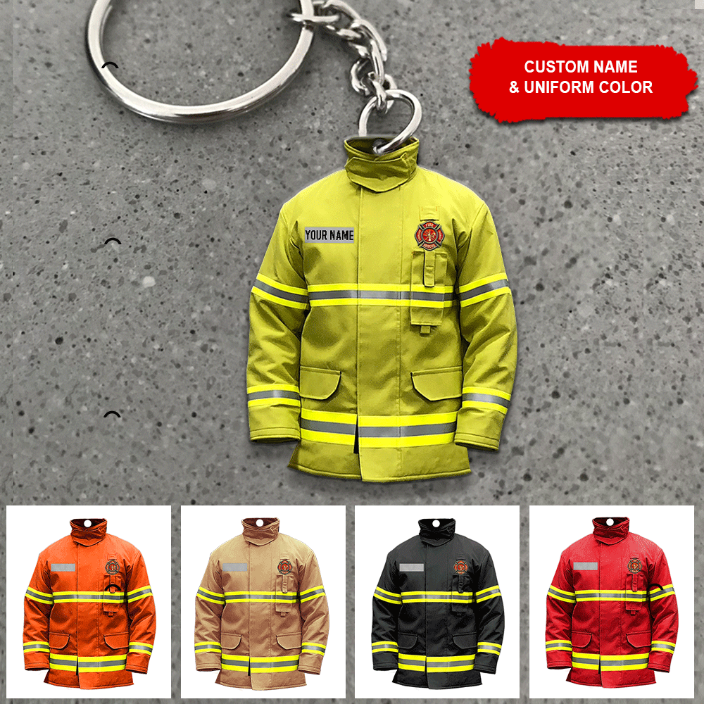 Firefighter Custom Keychain Firefighter Uniform Personalized Gift