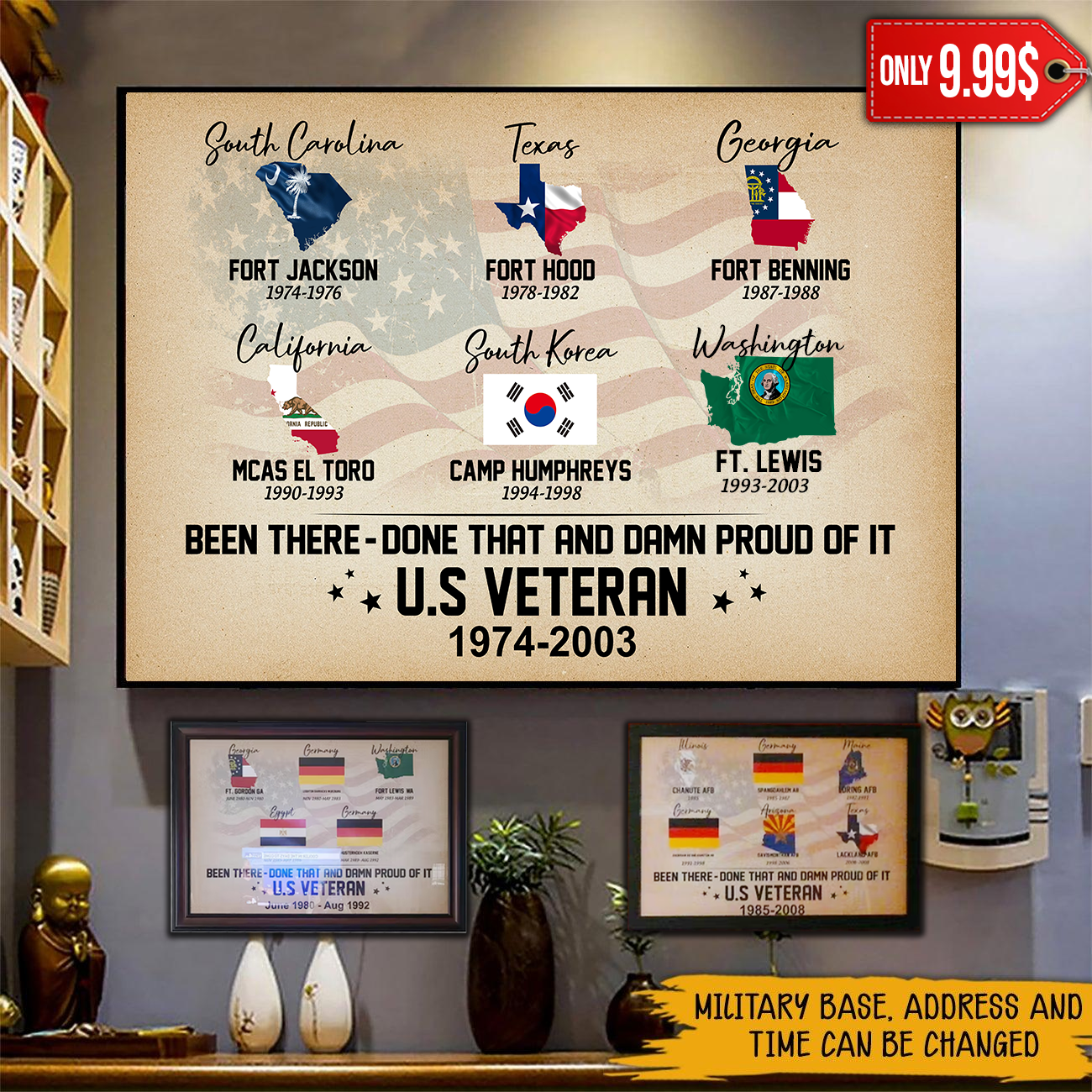Veteran Custom Poster Served In Military Bases Personalized Gift