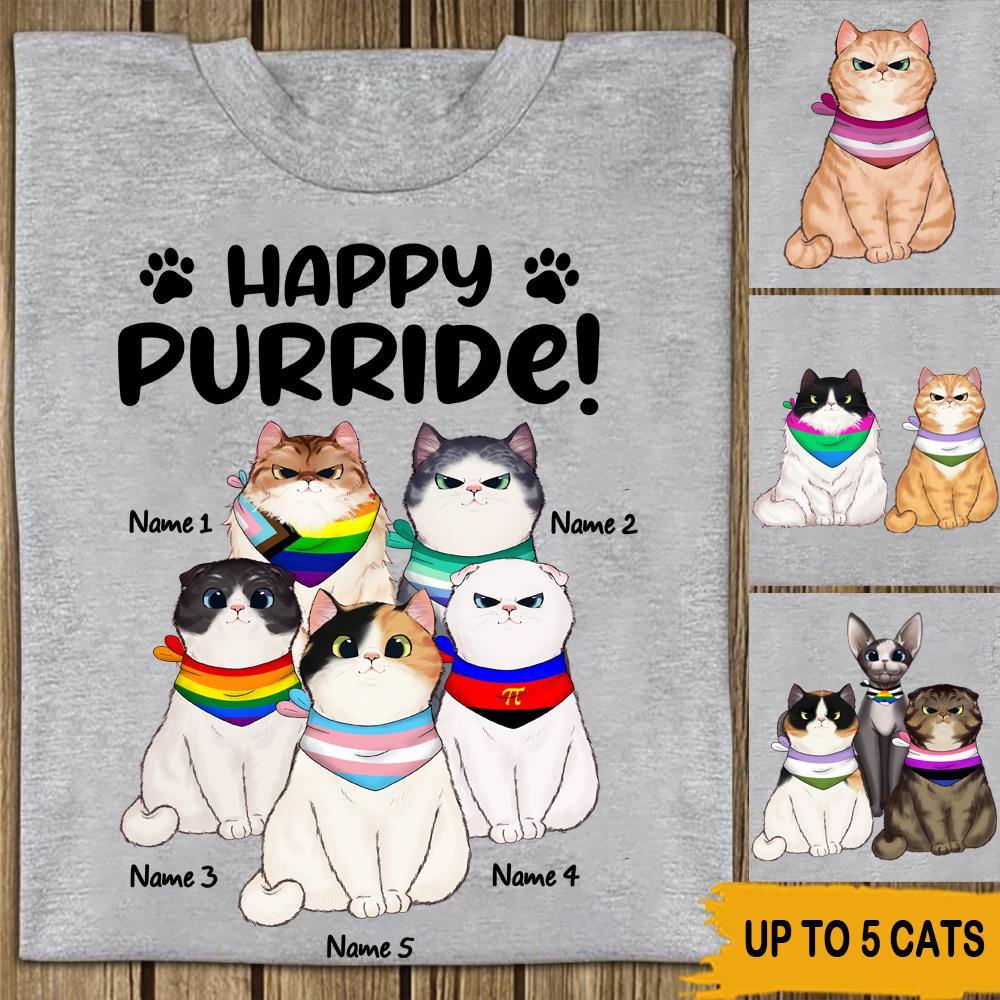 LGBT Cat Lovers Custom T Shirt Happy Purride Personalized Gift - PERSONAL84