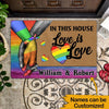 LGBT Couple Custom Doormat In This House Love Is Love Personalized Gift - PERSONAL84