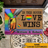 LGBT Couple Custom Doormat In This House Love Wins Personalized Gift - PERSONAL84
