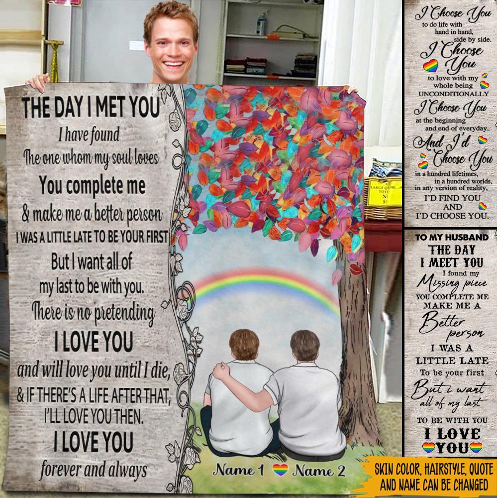 LGBT Custom Blanket The Day I Met You Gay Couple Valentine's Day Personalized Gift - PERSONAL84