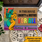 LGBT Lesbian Pride Custom Doormat Liberty And Justice For All Personalized Gift - PERSONAL84