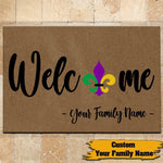 Mardi Gras Doormat Customized Welcome Family Name Personalized Gift - PERSONAL84