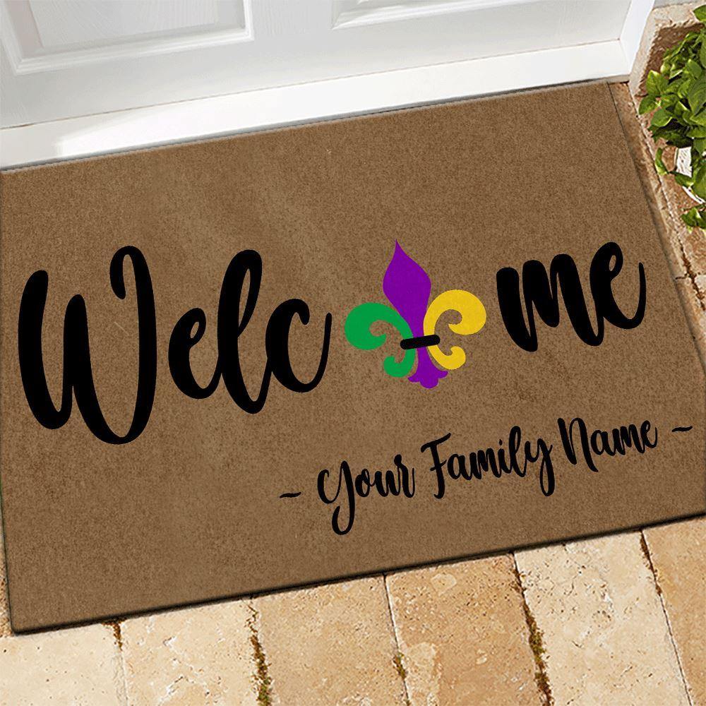 Mardi Gras Doormat Customized Welcome Family Name Personalized Gift - PERSONAL84