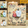 Memorial Custom Wooden Candlestick I&#39;m Not A Widow I&#39;m A Wife To A Husband With Wings Personalized Gift - PERSONAL84