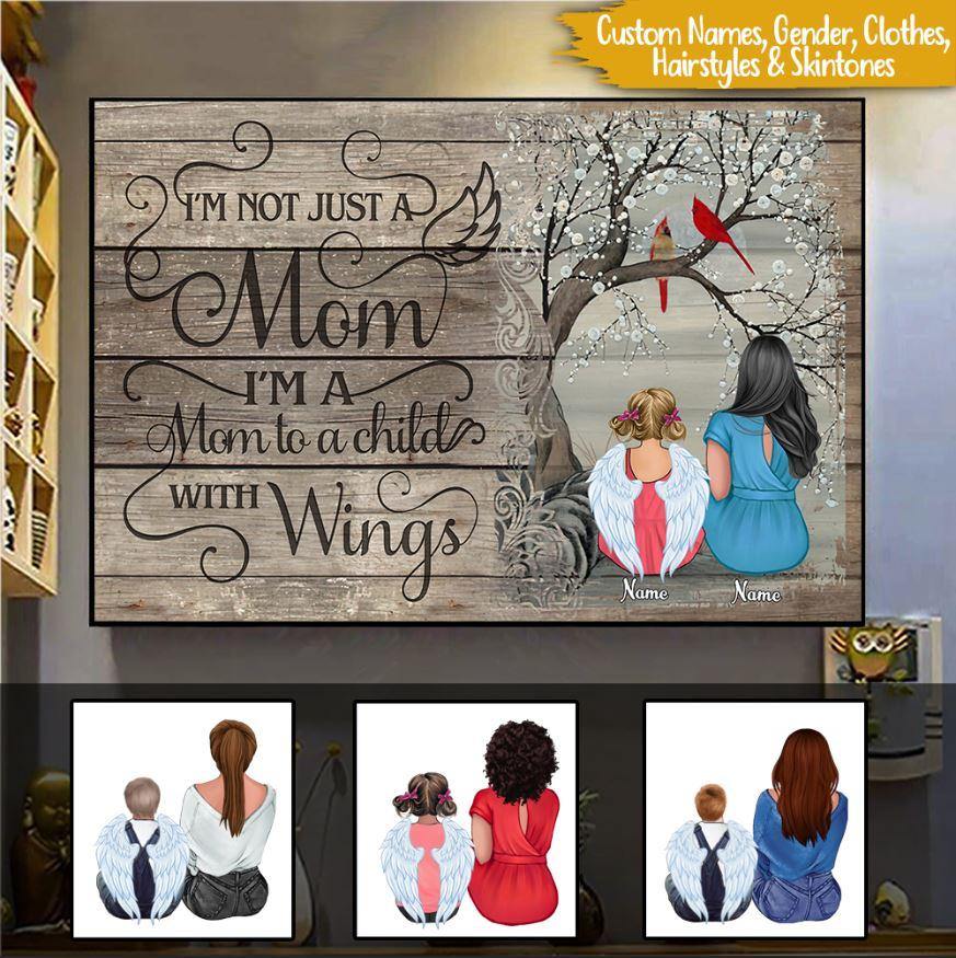 Memorial Family Custom Poster I'm A Mom To A Child With Wings Personalized Gift - PERSONAL84