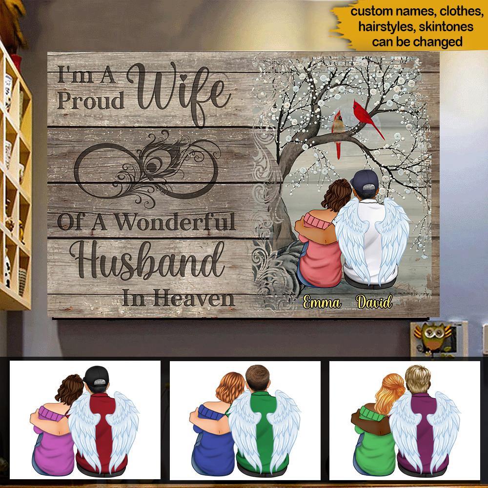 Memorial Family Custom Poster I'm A Proud Wife Of A Wonderful Husband In Heaven Personalized Gift - PERSONAL84