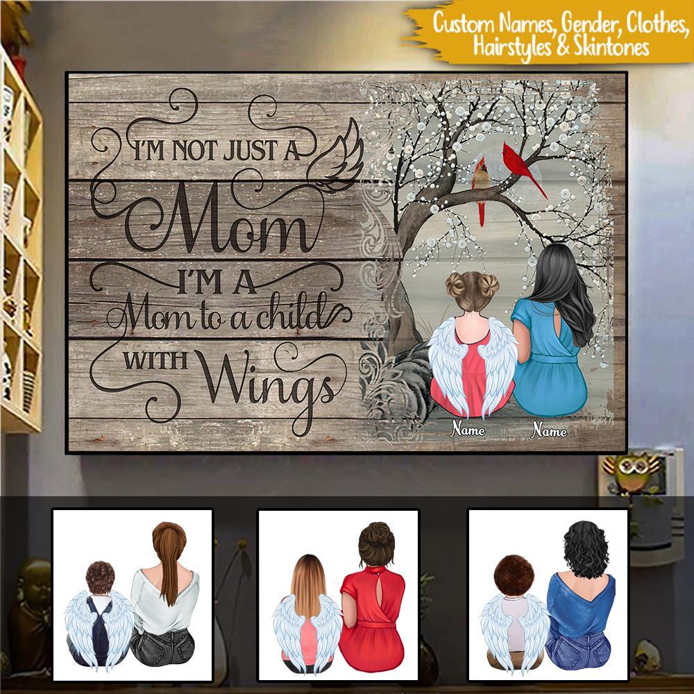 Memorial Family Custom Poster Son & Daughter I'm A Mom To A Child With Wings Personalized Gift - PERSONAL84