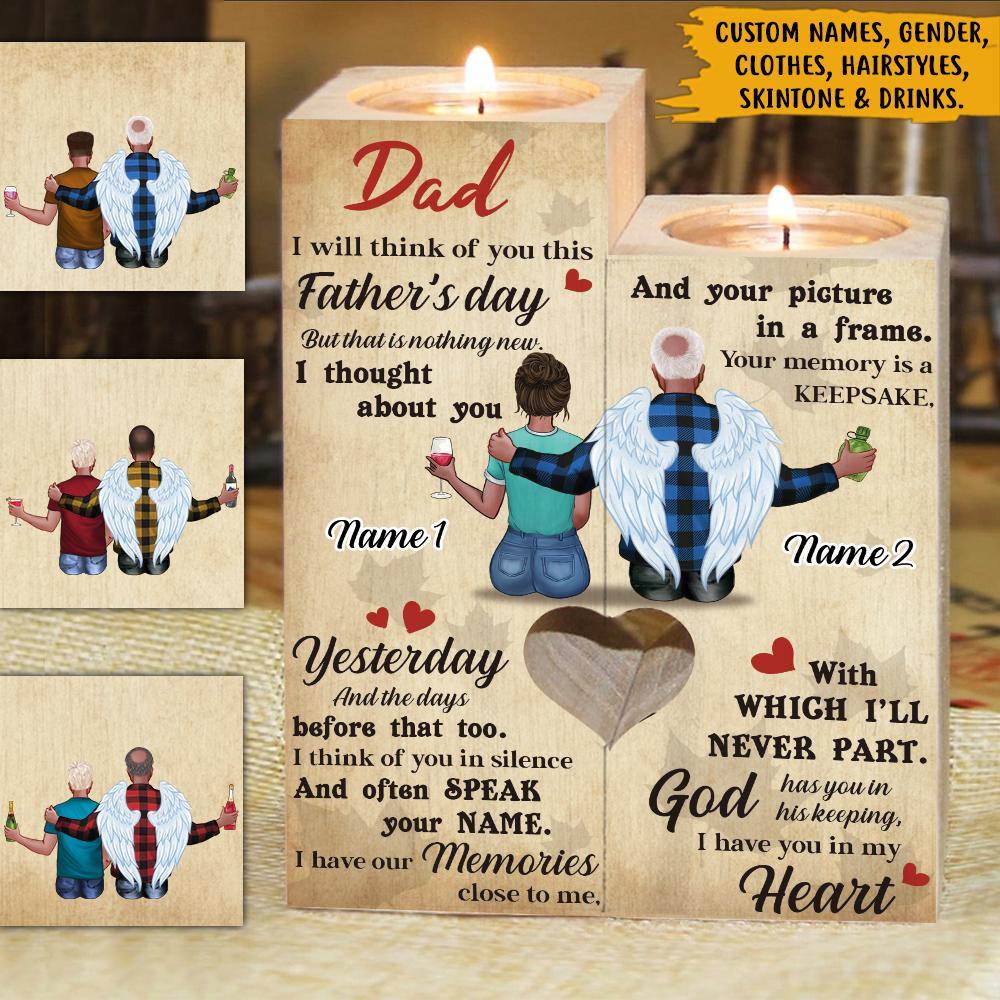 Memorial Father's Day Custom Wooden Candlestick Dad I Will Think Of You Personalized Gift - PERSONAL84