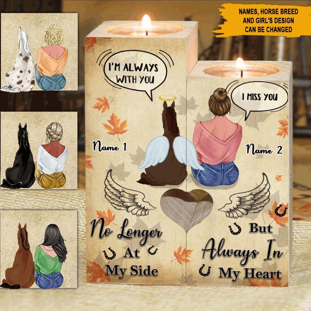 Memorial Horse Custom Wooden Candlestick No Longer At My Side But Always In My Heart Personalized Gift - PERSONAL84