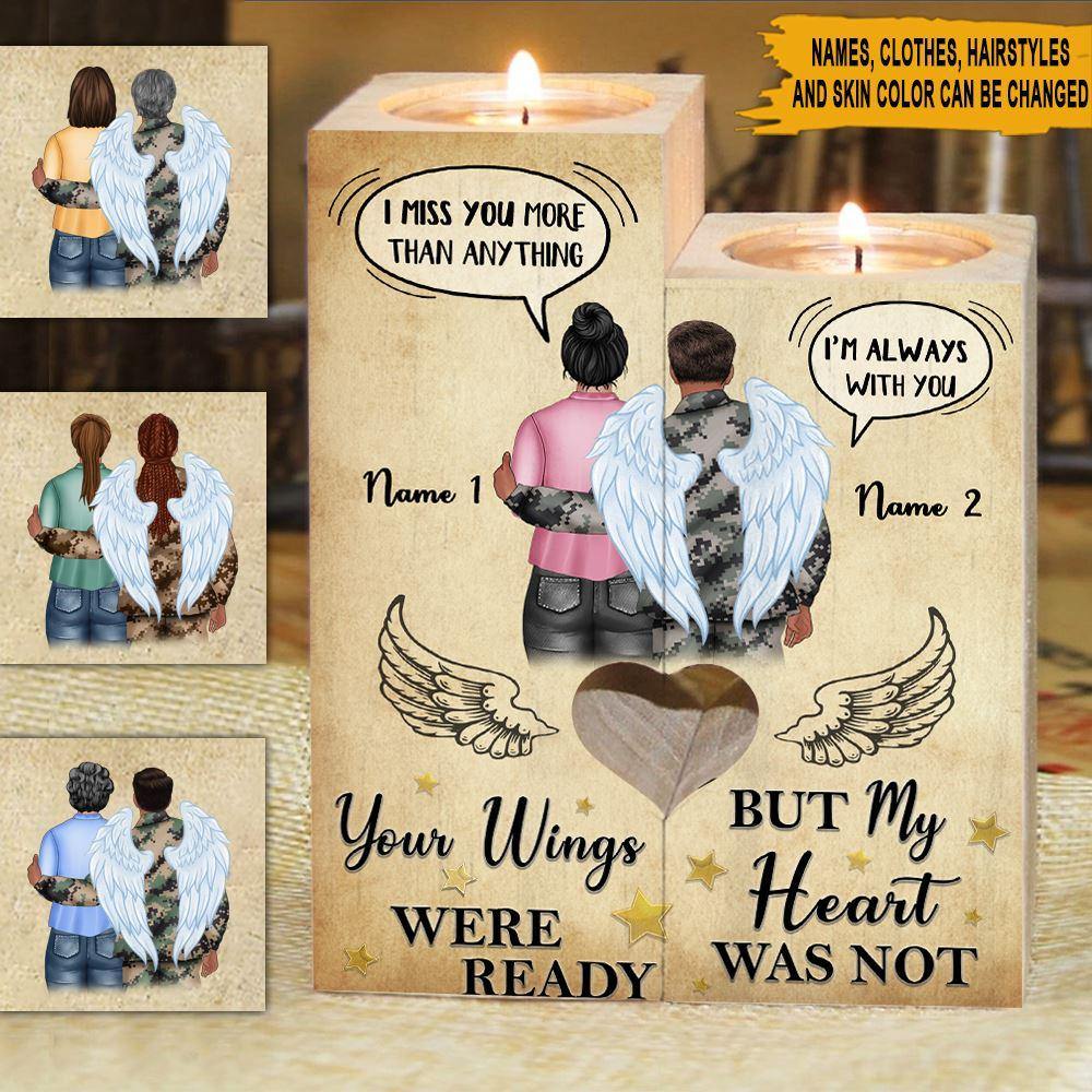 Memorial Veteran Custom Wooden Candlestick I'm Always With You Personalized Gift - PERSONAL84
