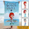 Mermaid Custom Beach Towel Resting Beach Face Personalized Gift - PERSONAL84