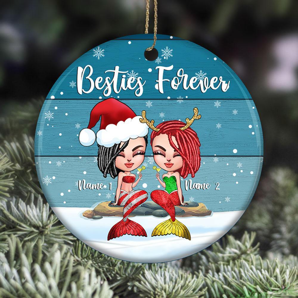 Mermaid Custom Ornament Besties Forever Personalized Best Friend Gift - PERSONAL84