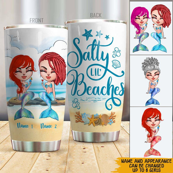 Personalized Mermaid Friends Tumbler - Best Friends Are Hard To