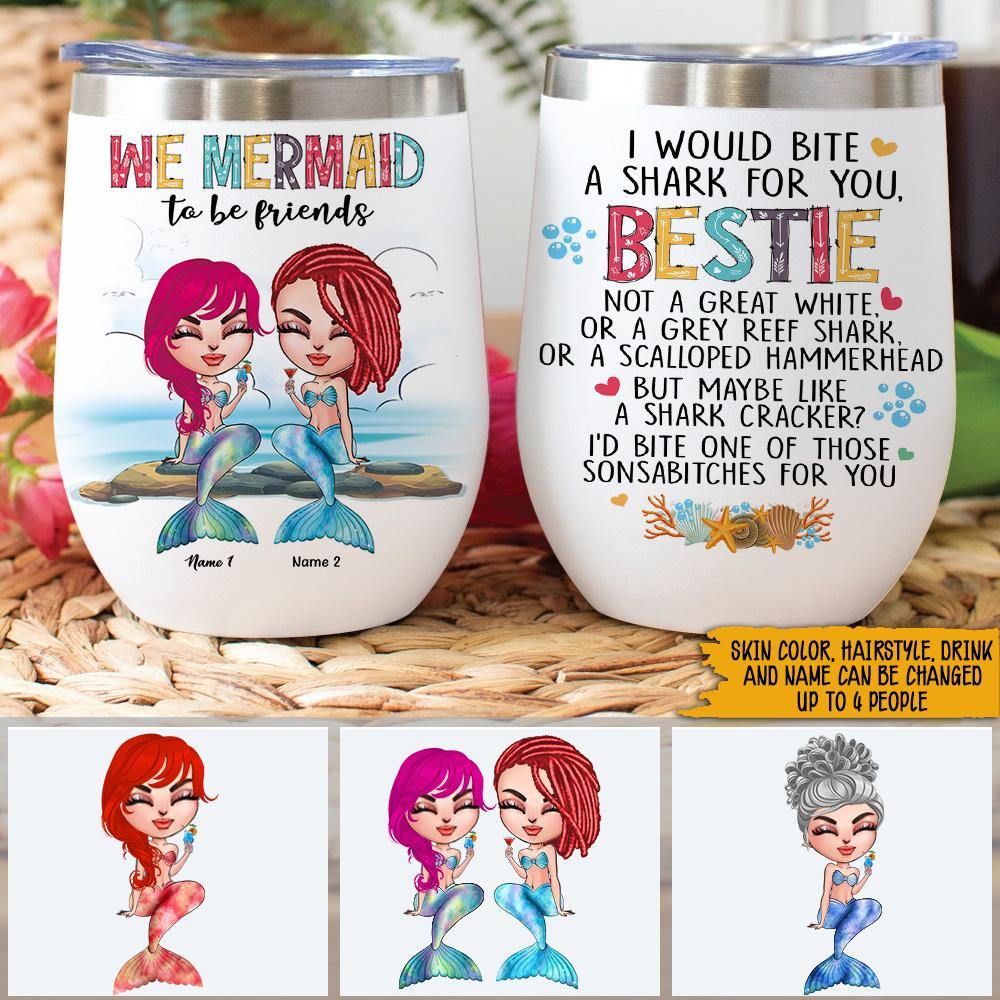 Mermaid Custom Wine Tumbler I Love You To The Ocean And Back Personalized Gift - PERSONAL84
