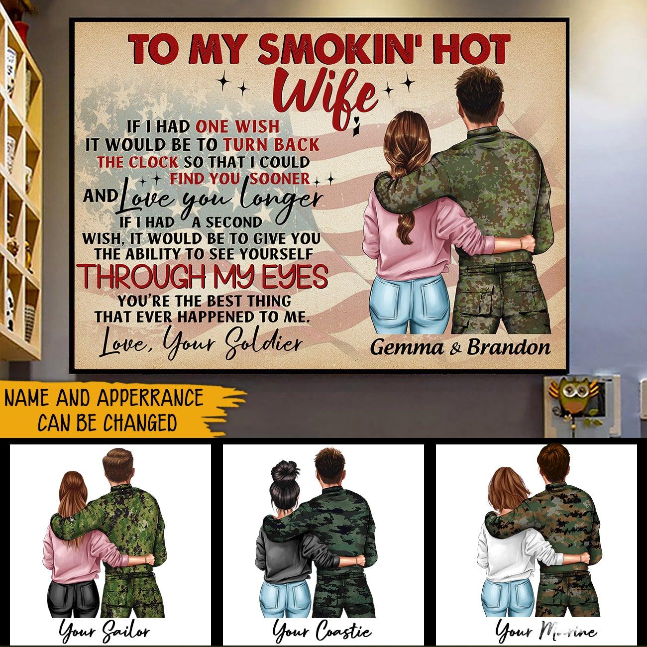 Military Couple Custom Poster To My Smokin'Hot Wife Personalized Gift