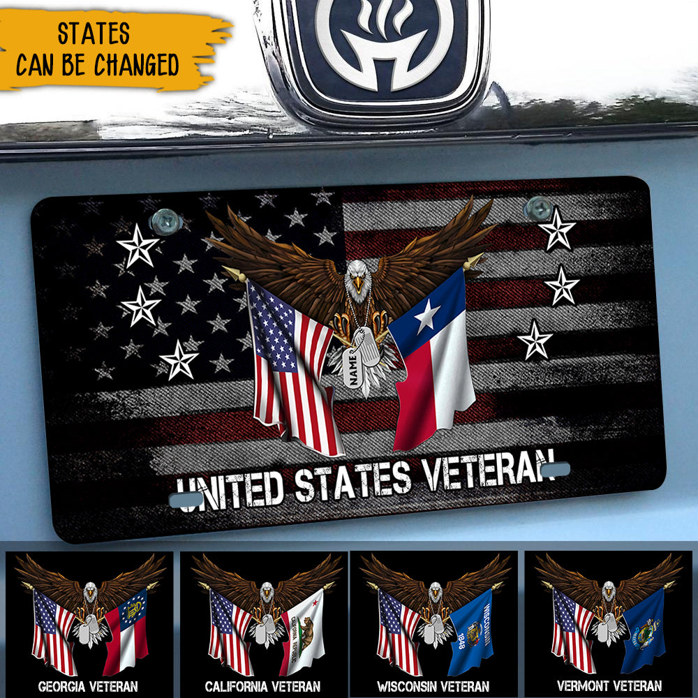 Veteran Custom Car License Plate States And Name Personalized Gift